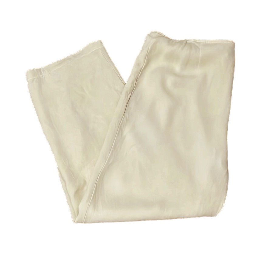 Eileen Fisher Silk Blend Wide Leg Pant Women's L Cream Inseam 30"